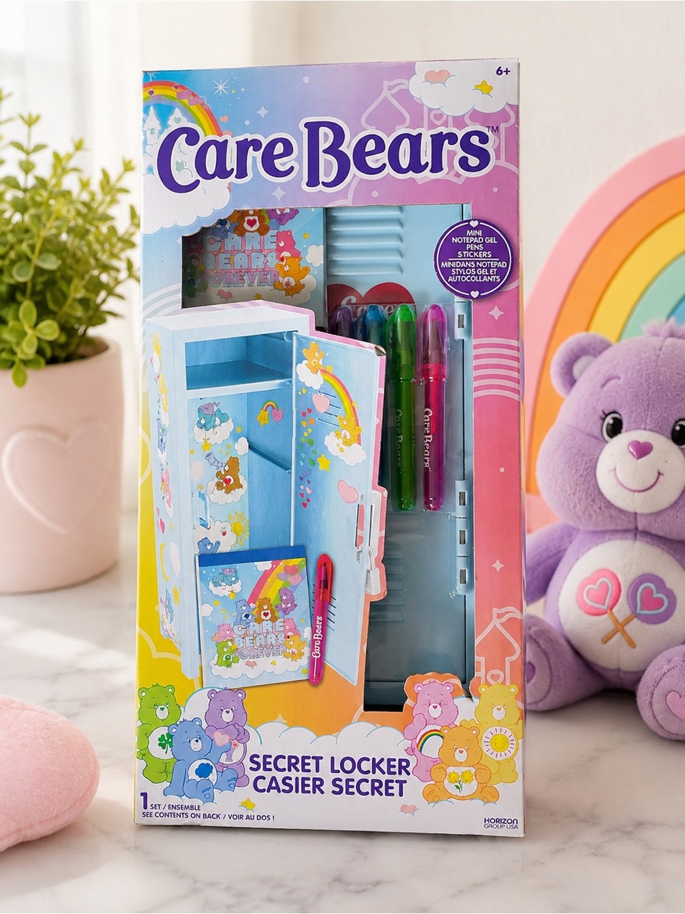 NEW Care Bears Secret Locker Set Lock Key Gel Pens Stickers
